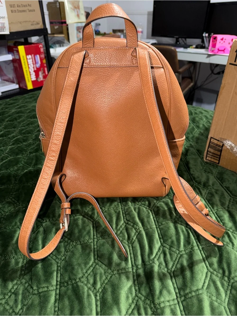 kate spade tan pebbled leather backpack